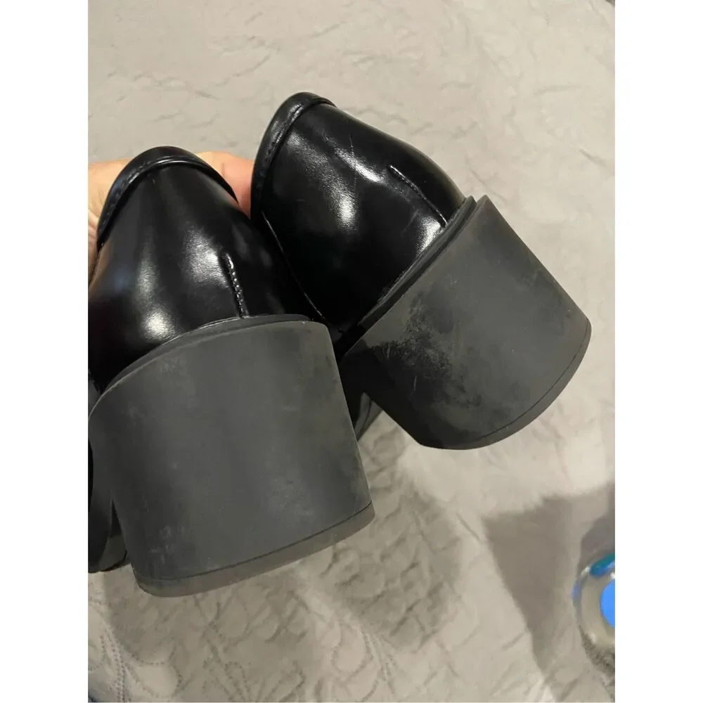 No Boundaries Black Chunky Heel Penny Loafers - Picture 4 of 5